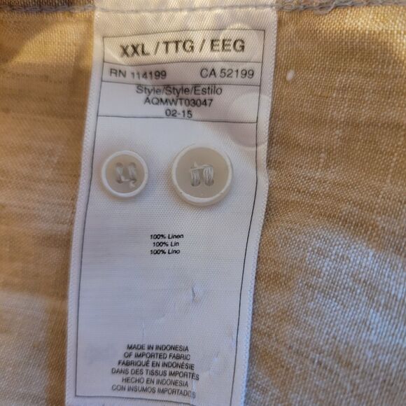 Quiksilver Shirt Mens XXL Tan Linen Tie Dye Bleached Y2K Long Sleeve Beach - Picture 12 of 13